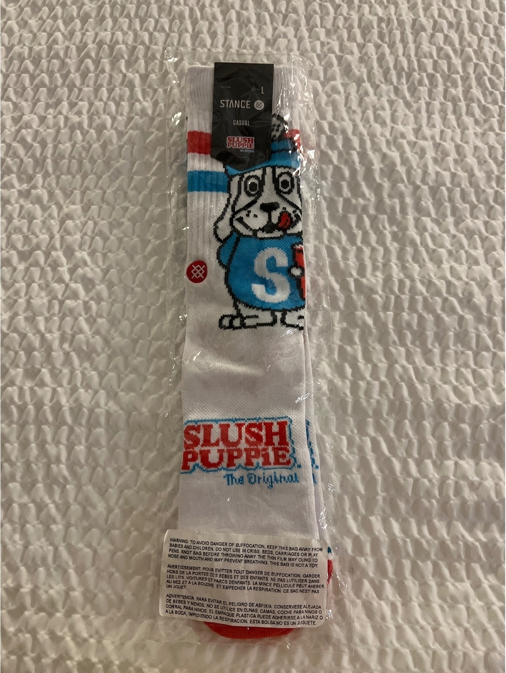 Stance Slush Puppie Casual Socks White Red Blue Size L